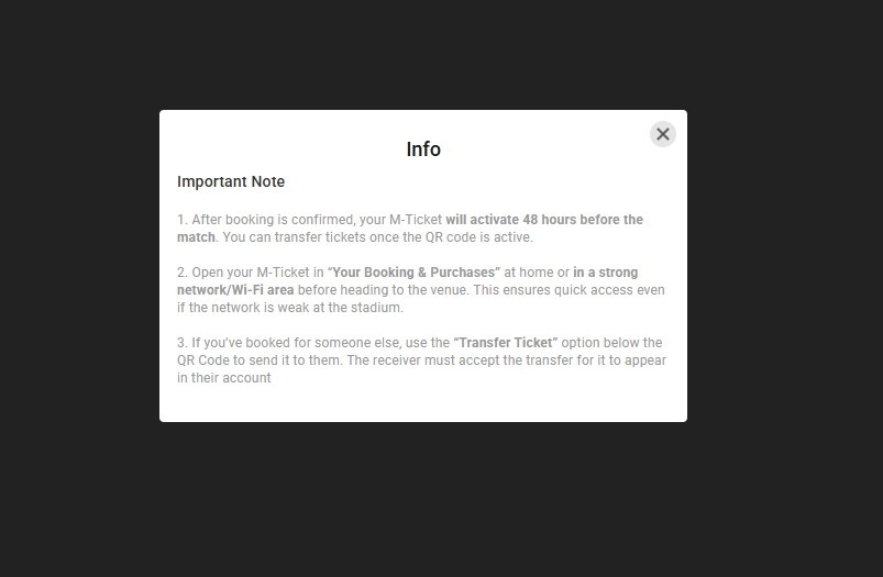 BookMyShow M-Ticket information popup