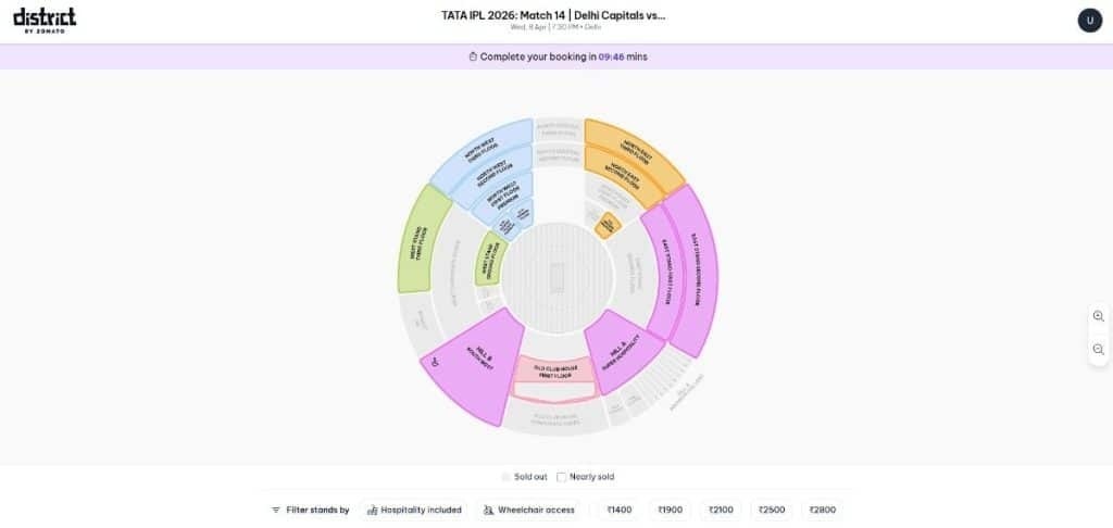 Arun Jaitley Stadium Seating Map