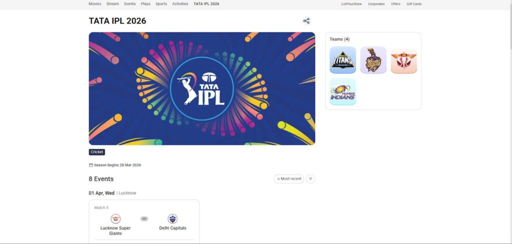 Narendra Modi Stadium IPL 2026 Tickets