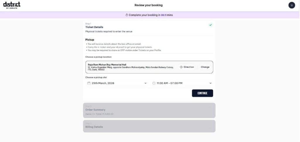 Review Your Booking Page