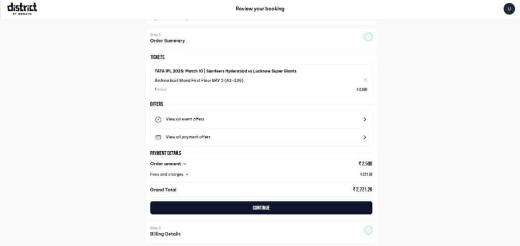 Ticket Details Page