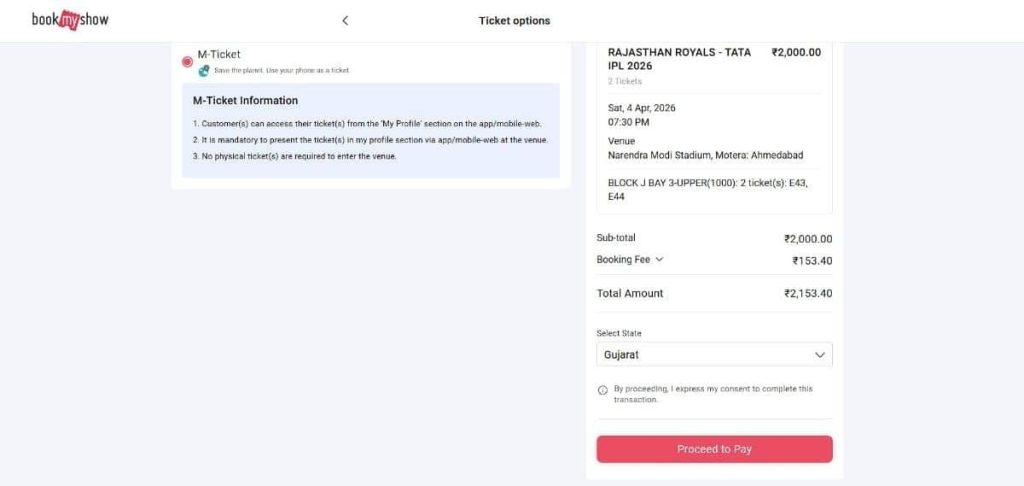 Ticket Options Page